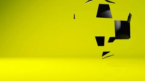 Glossy black geometric object particle transformation Video stock 79714669