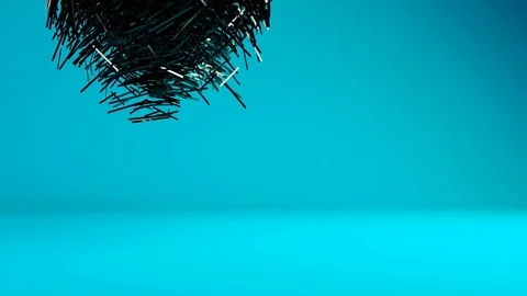Glossy black geometric object particle transformation Stock Footage