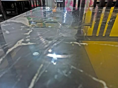 A glossy black marble tabletop 库存照片