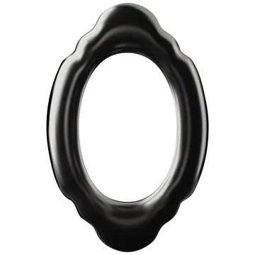 Glossy black oval ring element with irregular 3D contour Stock Illustration