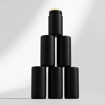 Glossy black plastic makeup twist up tube packaging Stock Illustration