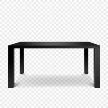 Glossy black table front view. Vector empty table Islated on transparent back Stock Illustration