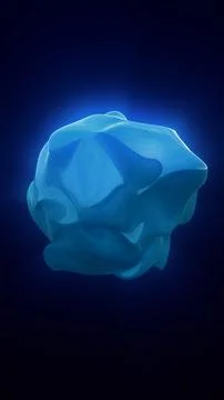 Glossy blue 3D abstract blob sculpture with smooth folds on a dark gradient.. Stock Illustration