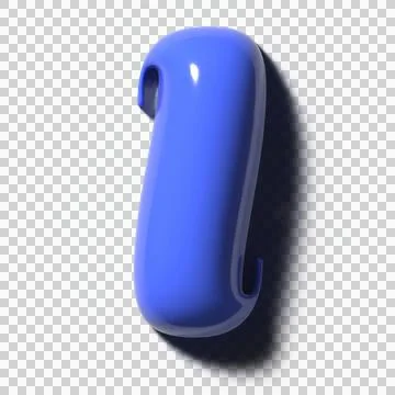Glossy blue 3D capsule is being rendered on transparent bg, hook cutouts, Stock Illustration