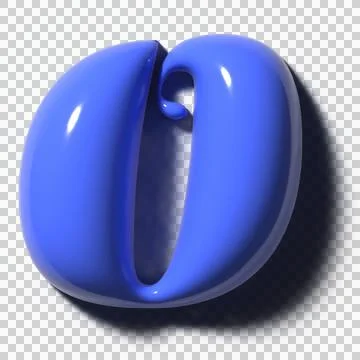 Glossy blue 3D form is showing split opening, curled tongue, soft shadow on Stock Illustration