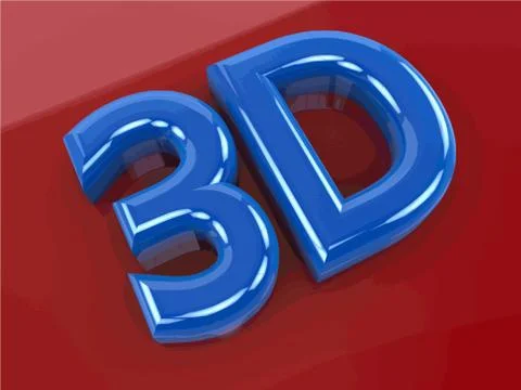 Glossy blue 3D logo isolated on red background with reflection effect. Vector Stock Illustration
