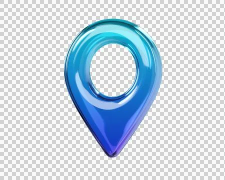 Glossy blue 3D map location pin icon Stock Illustration