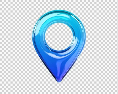 Glossy blue 3D map location pin icon Stock Illustration