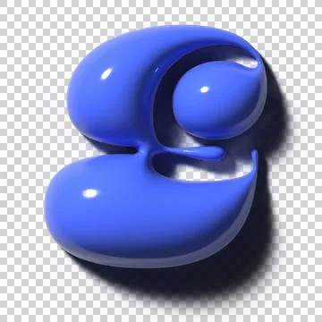 Glossy blue 3D orb is floating on transparent bg stylized-e specular thin Stock Illustration