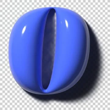 Glossy blue 3D pod is floating on transparent background, specular shine, dark Stock Illustration