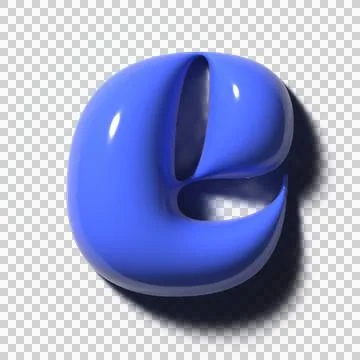 Glossy blue 3D ribbon is floating on transparent background, showing hollow Stock Illustration