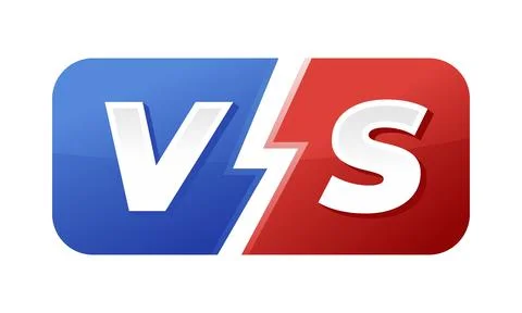 Glossy blue and red versus icon for sports competition and gaming Stock Illustration