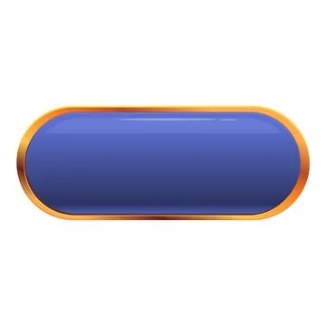 Glossy blue button with golden frame on white background 스톡 일러스트