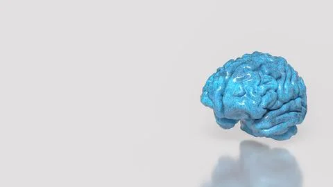 Glossy Blue Human Brain Model 3d render.. イラスト素材