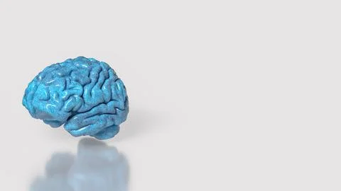 Glossy Blue Human Brain Model 3d render.. Stock Illustration
