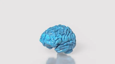 Glossy Blue Human Brain Model 3d render.. Stock Illustration
