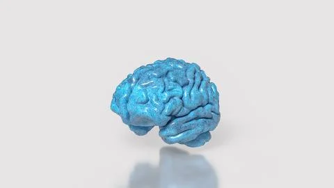 Glossy Blue Human Brain Model 3d render.. Stock Illustration