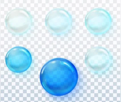 Glossy blue liquid drops set for cleaning products and detergent packaging Stock Illustration