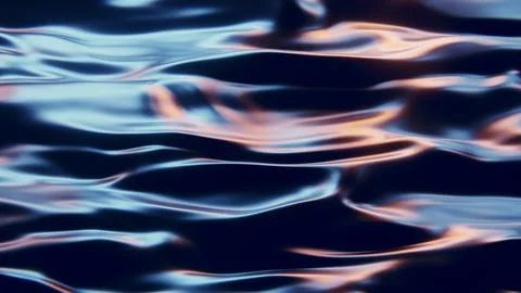 Glossy blue liquid waves with smooth reflection background. Illustrazione stock