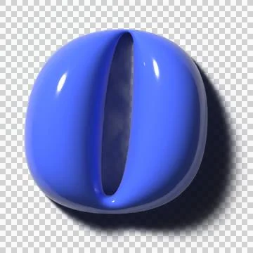 Glossy blue orb is being shown as 3D render on transparent background, showing Stock Illustration