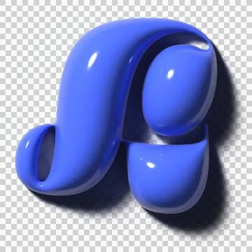 Glossy blue sculpture is floating in 3D render, showing droplet cluster, Stock Illustration