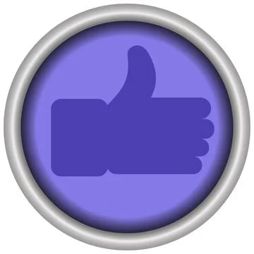 Glossy blue thumbs-up like button icon of a set. Vector Ilustración de archivo