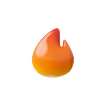 Glossy burning flame of fire 3D vector icon, bonfire or campfire emoji Stock Illustration