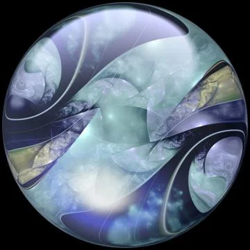 Glossy button with fractal Stock Illustration