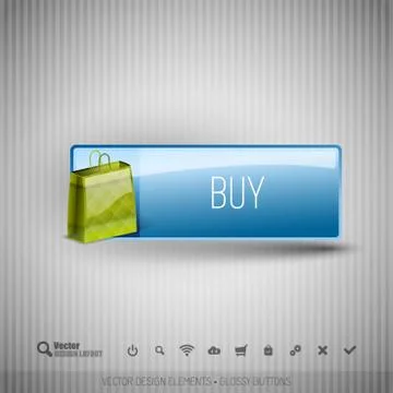 Glossy button with gifts. Winter christmas special collection. Vector design  Illustrazione stock