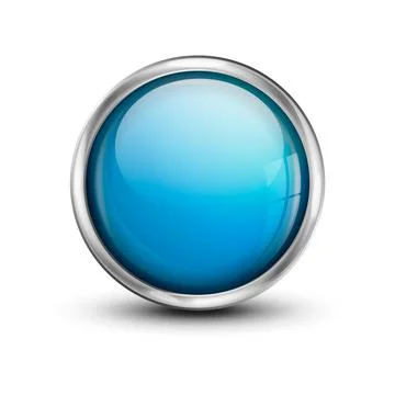 Glossy button. Shiny button with metallic elements. Vector illustration. Stock Illustration