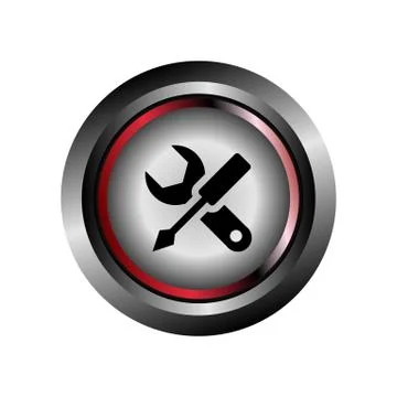 Glossy button Vector Wrench and screwdriver sign Stock Illustration