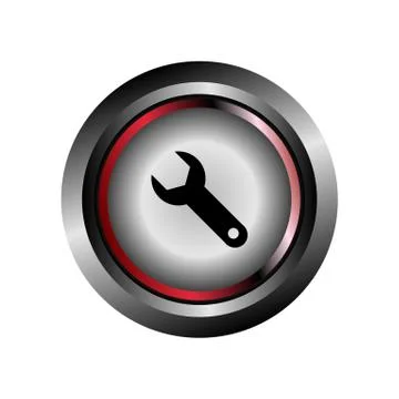 Glossy button wrench icon vector Stock Illustration