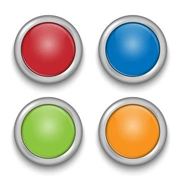 Glossy buttons with metallic elements, vector illustration Stock Illustration