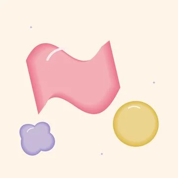Glossy candy inspired squiggle and jelly dots. Gummy inspired abstract vector Stock Illustration