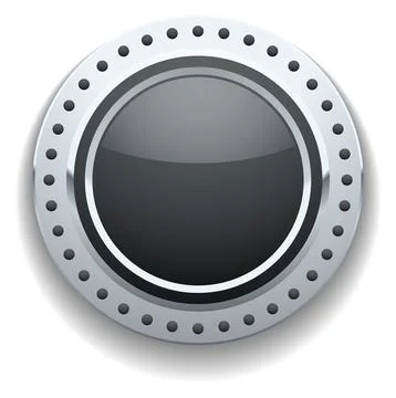 Glossy chrome button. Realistic control panel element イラスト素材