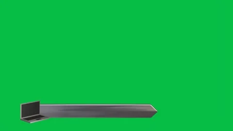 Glossy Chrome Grey Pointed 3D Lower Third with Rotating Laptop Sliding on G.. Stock Footage 337955120