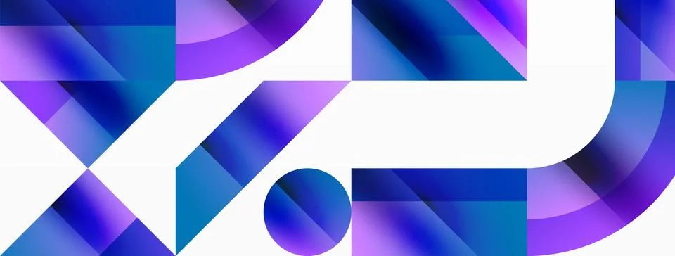 Glossy circle, square, triangle shapes minimalist geometric backdrop. Sleek 库存插图