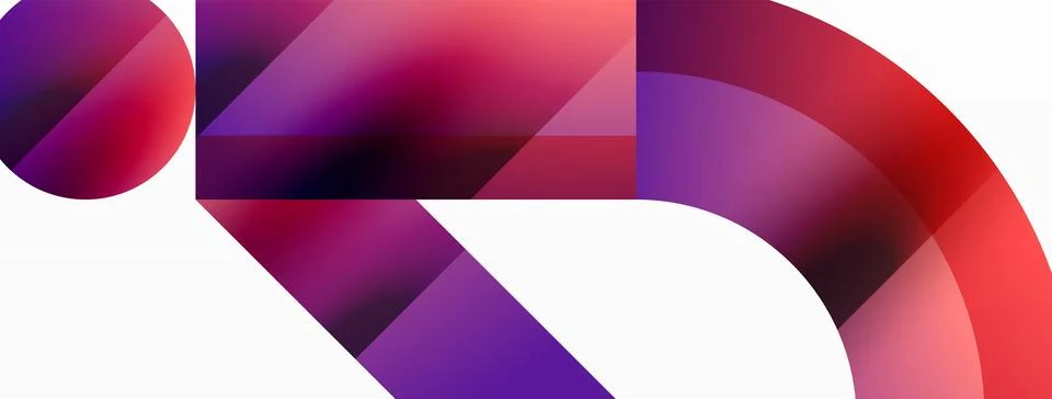 Glossy circle, square, triangle shapes minimalist geometric backdrop. Sleek Stock Illustration