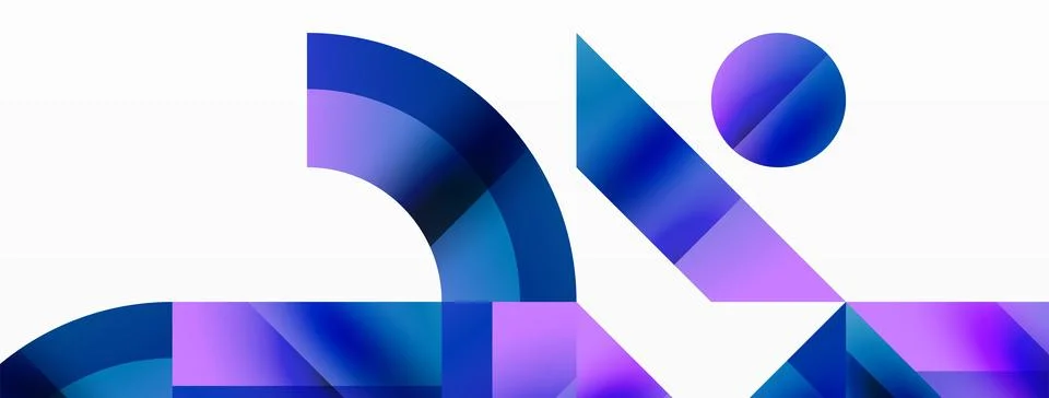 Glossy circle, square, triangle shapes minimalist geometric backdrop. Sleek 库存插图