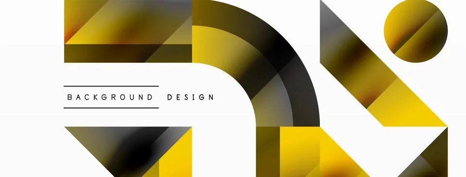 Glossy circle, square, triangle shapes minimalist geometric backdrop. Sleek Stock Illustration