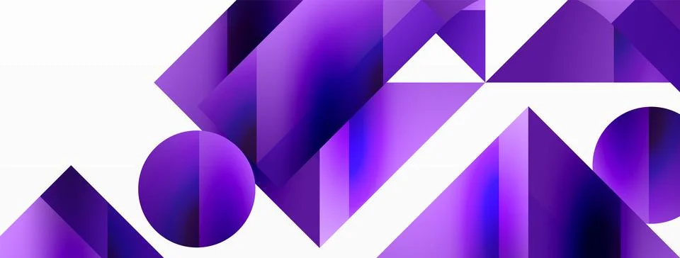 Glossy circle, square, triangle shapes minimalist geometric backdrop. Sleek 库存插图