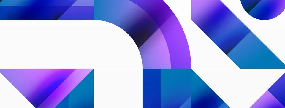 Glossy circle, square, triangle shapes minimalist geometric backdrop. Sleek Stock Illustration