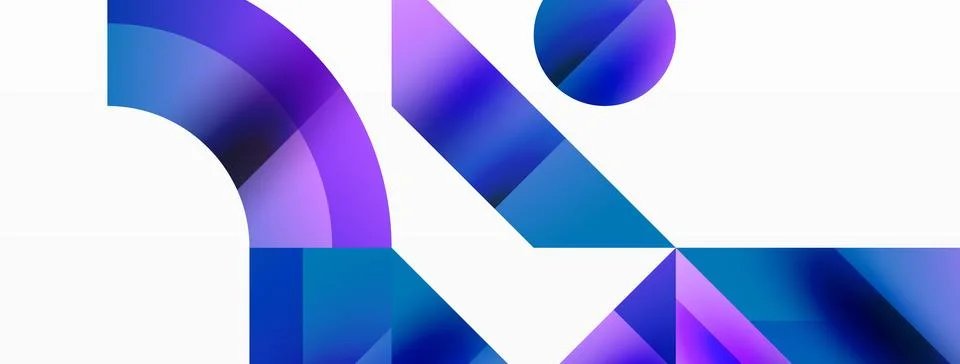 Glossy circle, square, triangle shapes minimalist geometric backdrop. Sleek Stockillustratie