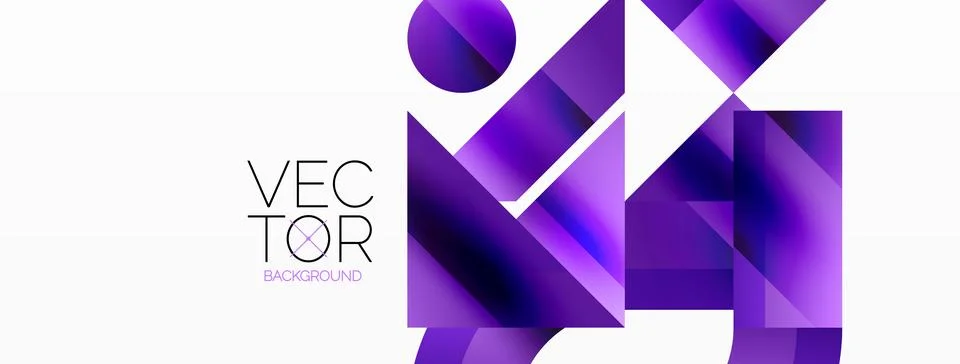 Glossy circle, square, triangle shapes minimalist geometric backdrop. Sleek Stockillustratie