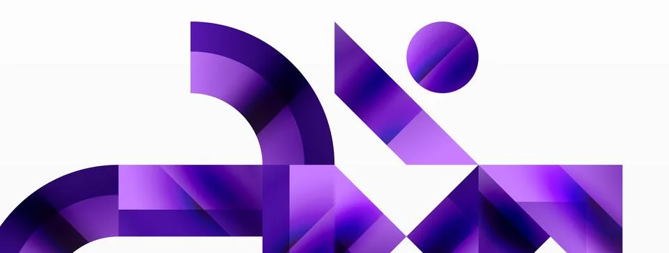 Glossy circle, square, triangle shapes minimalist geometric backdrop. Sleek Stockillustratie