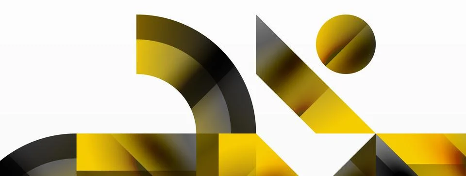 Glossy circle, square, triangle shapes minimalist geometric backdrop. Sleek Stock Illustration