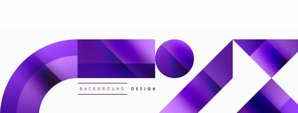 Glossy circle, square, triangle shapes minimalist geometric backdrop. Sleek Stock Illustration