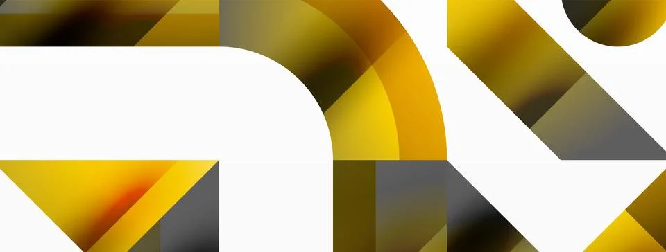 Glossy circle, square, triangle shapes minimalist geometric backdrop. Sleek Stockillustratie