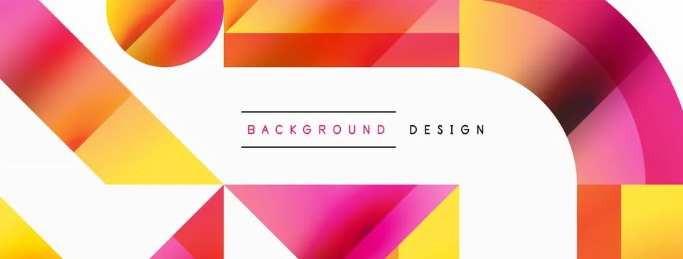 Glossy circle, square, triangle shapes minimalist geometric backdrop. Sleek Stock Illustration