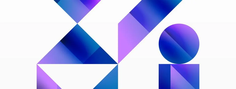 Glossy circle, square, triangle shapes minimalist geometric backdrop. Sleek 库存插图